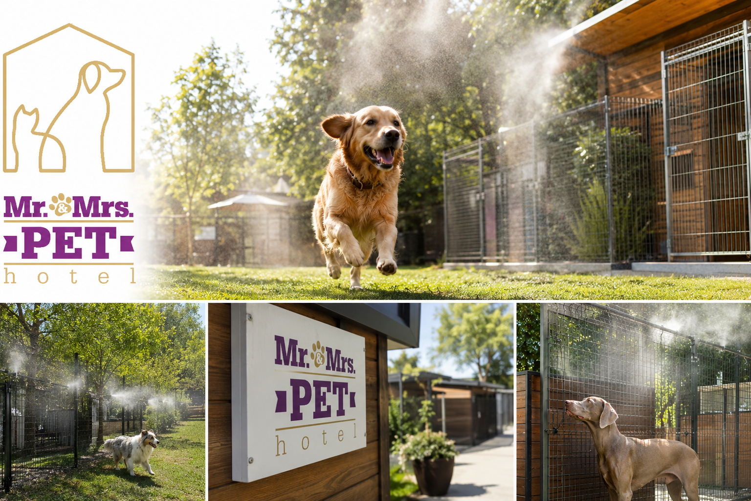 Системи за водна мъгла охлаждат кучетата на двора в зоохотел Mr. & Mrs. Pet София